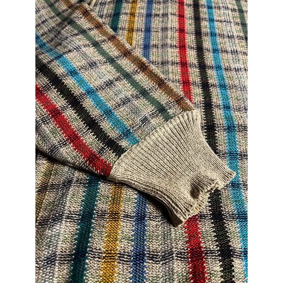Bullock & Jones Mens Multicolor Plaid L (50) Striped Sweater Made In Italy - Picture 6 of 12